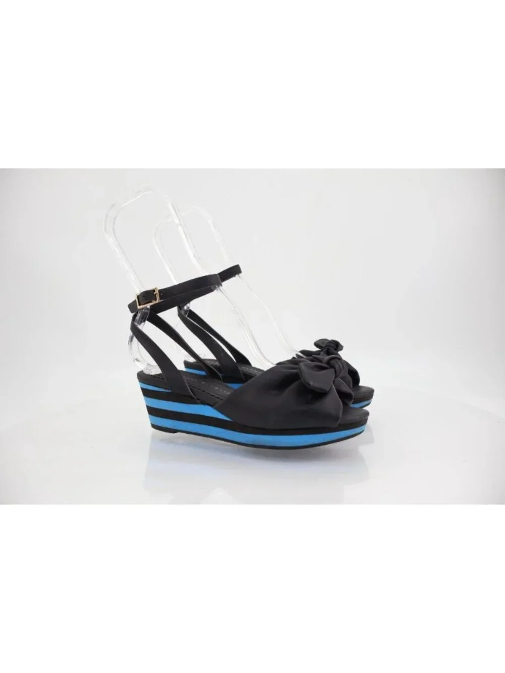 Charlotte Olympia Alexa Wedge Women's 5.5 Black Bow Rubber Sole Sandals